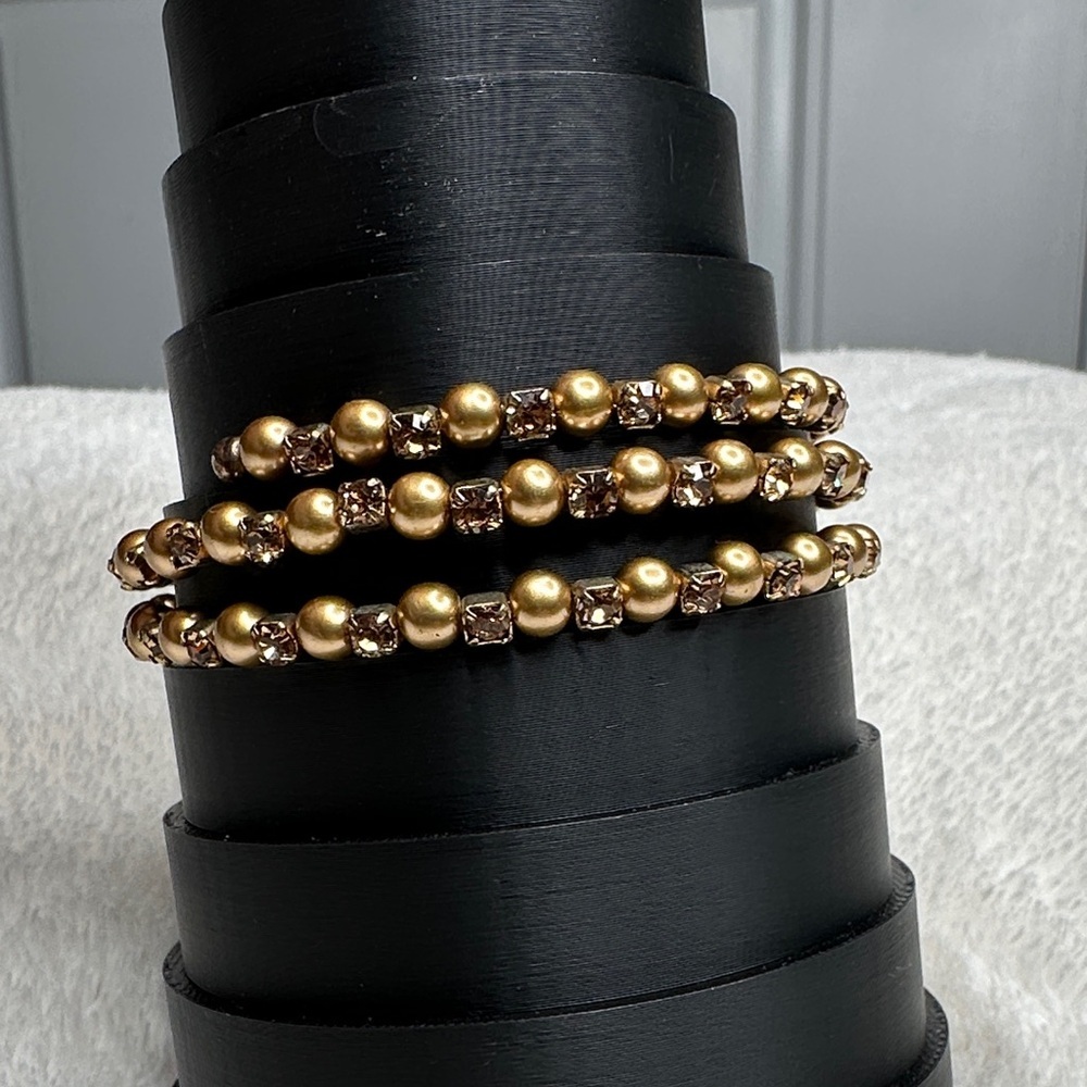 Memory Wire Bracelet Slinky Style Single Item Wrap Style Golden & Brown  EUC